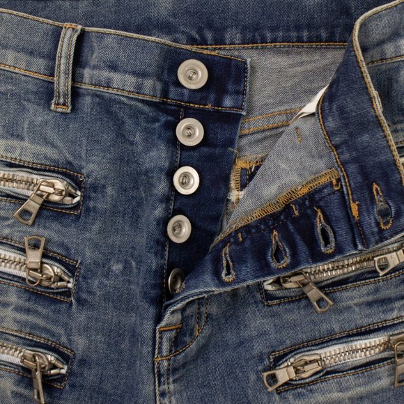 UNRAVEL PROJECT Blue Triple Zip Skinny Fit Jeans Size 24 $965 - Picture 4 of 7